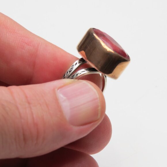 14k Rose Gold Silver Ruby Ring - Picture 3 of 5